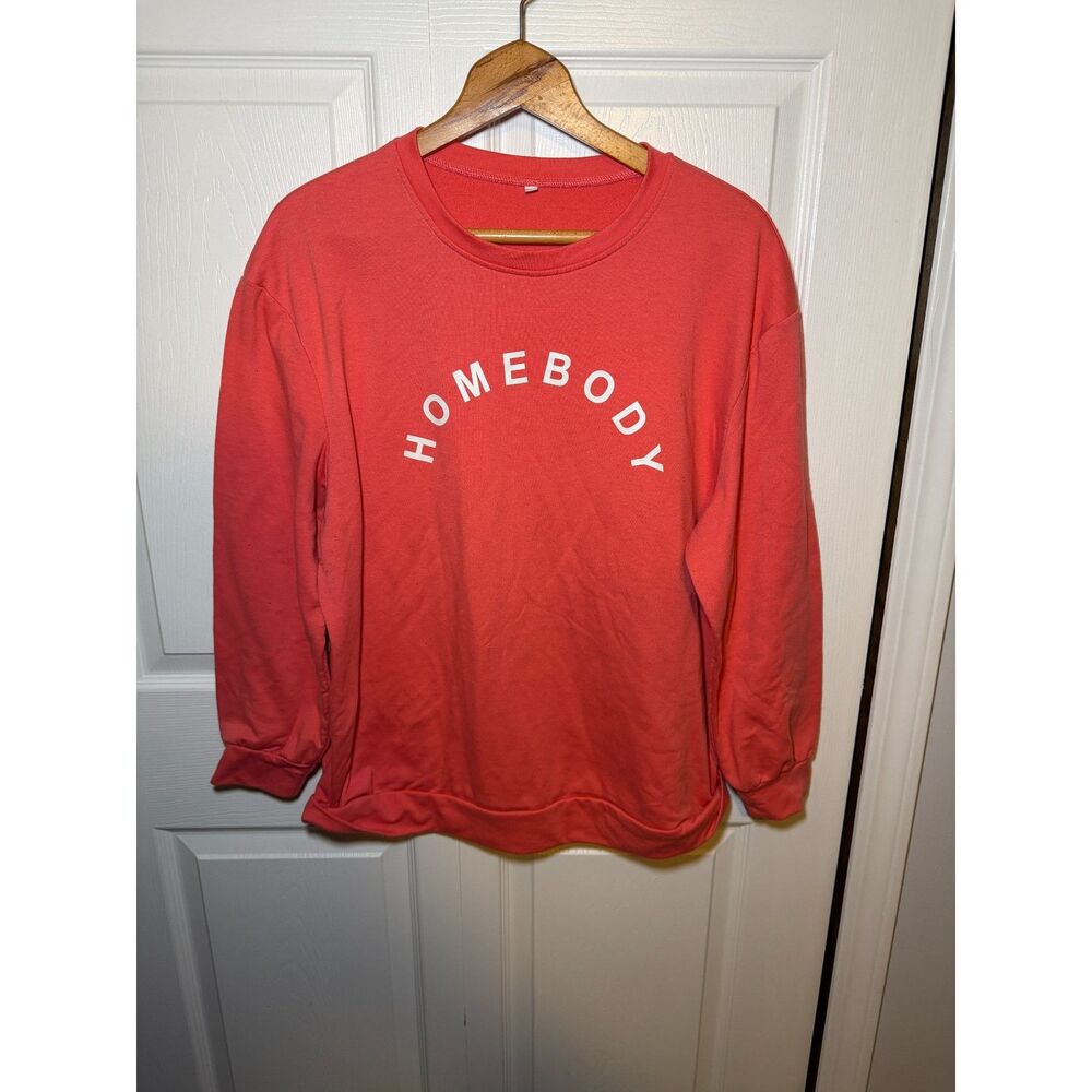 Homebody Graphic Crewneck Sweatshirt Women's Medium Coral Pink Pullover